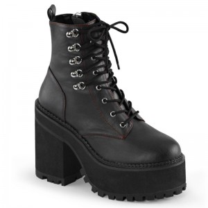 Demonia Assault 100 Heel Cleated Platform Double D-Ring Lace Up Naisten Nilkkurit Mustat Suomi | CZ2-22642Y2