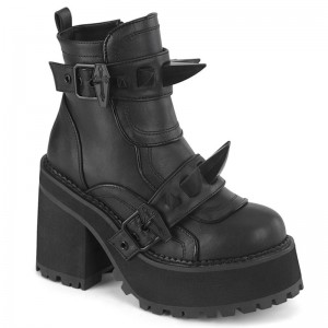 Demonia Assault 72 Heel Platform Naisten Nilkkurit Mustat Mustat Suomi | LI7-94569D6