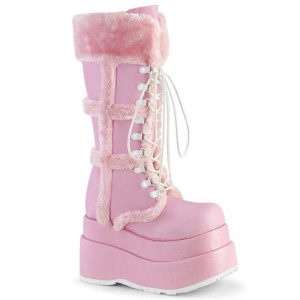 Demonia Bear 202 Tiered Platform Lace Up Naisten Mid Saappaat Pinkki Suomi | AM8-22292R4