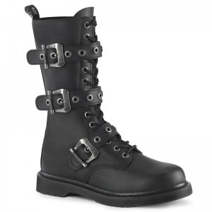 Demonia Bolt 330 Heel 14 Eyelet Combat Boot Miesten Mid Saappaat Mustat Mustat Suomi | PJ9-62186T7