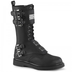 Demonia Bolt 345 Heel 14 Eyelet Combat Boot Naisten Mid Saappaat Mustat Suomi | IP0-79507B3