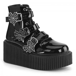 Demonia Creeper 260 Platform Open Lacing Ankle High Naisten Creepers Mustat Mustat Suomi | VO6-64736A1