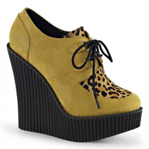 Demonia Creeper 304 Wedge Platform D-Ring Lace Up Naisten Creepers Sinapinkeltainen Ruskea Suomi | HU7-17311A6