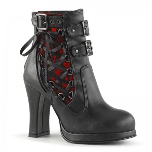 Demonia Crypto 51 Heel Platform Two Tone Corset-Style Naisten Nilkkurit Mustat Punainen Suomi | KS3-28952O7