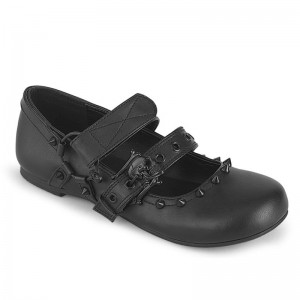 Demonia Daisy 08 Ballet Flat Double Strap Naisten Mary Janes Mustat Suomi | JC9-17891F3