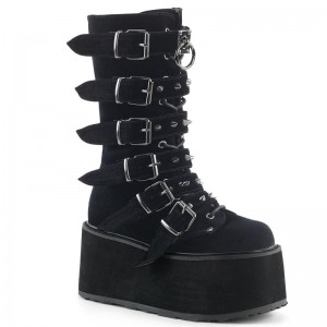 Demonia Damned 225 Platform Lace Up Naisten Mid Saappaat Mustat Suomi | LP9-25612Y2