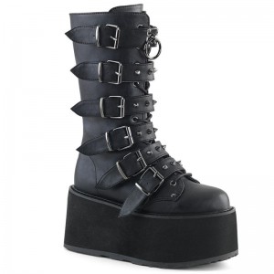 Demonia Damned 225 Platform Lace Up Naisten Mid Saappaat Mustat Suomi | IO6-75967W6