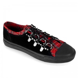 Demonia Deviant 05 Canvas D-Ring Low Top Naisten Tennarit Mustat Punainen Suomi | IA0-76547L4