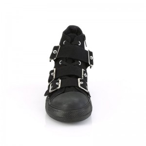 Demonia Deviant 109 Canvas 3 Buckle Strap High Top Miesten Tennarit Mustat Suomi | JY6-76967R5