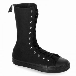 Demonia Deviant 201 Punk Goth Skater Canvas Calf Miesten Tennarit Mustat Suomi | DR0-12471L0