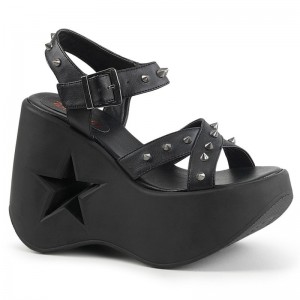 Demonia Dynamite 02 Star Cutout Platform Ankle Strap Naisten Sandaalit Mustat Suomi | NO2-63056V1