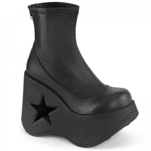 Demonia Dynamite 100 Star Cutout Platform Wedge Stretch Naisten Nilkkurit Mustat Suomi | JH8-17661D7