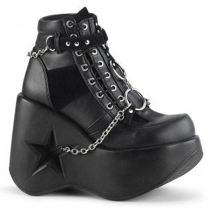 Demonia Dynamite 101 Star Cutout Platform Wedge Lace Up Naisten Nilkkurit Mustat Suomi | FE0-24112I9