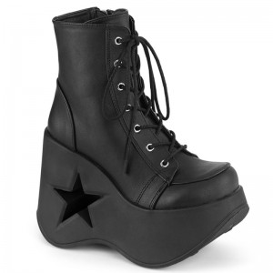 Demonia Dynamite 106 Star Cutout Platform Wedge Lace Up Naisten Nilkkurit Mustat Suomi | HC0-12461W7