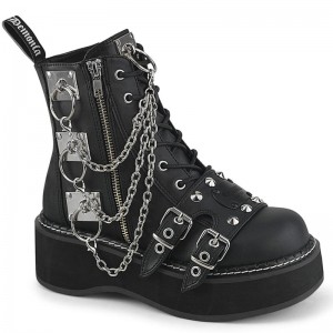 Demonia Emily 57 Platform Lace Up Naisten Nilkkurit Mustat Suomi | JF7-65726C6