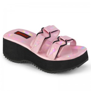 Demonia Flip 12 Platform Two Band Hook N' Loop Slide Naisten Sandaalit Pinkki Suomi | SZ9-53865V5