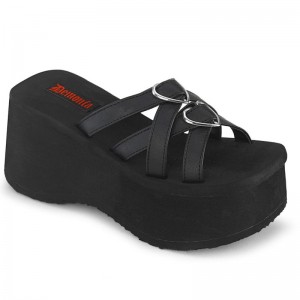 Demonia Funn 15 Platform Criss Cross Slide Naisten Sandaalit Mustat Suomi | HP6-45834D9