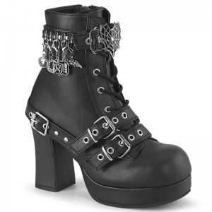 Demonia Gothika 66 Heel Platform Lace Up Naisten Mid Saappaat Mustat Suomi | ZK4-39633M2