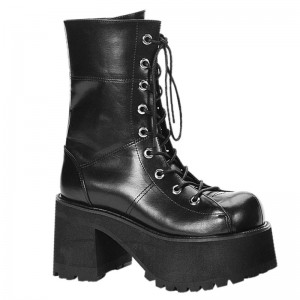 Demonia Ranger 301 Heel Platform Goth Punk Gogo Calf Naisten Nilkkurit Mustat Suomi | SB8-83598O5