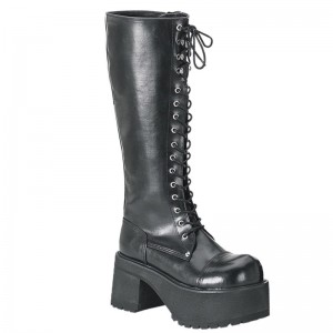 Demonia Ranger 302 Platform Goth Punk Naisten Korkeat Saappaat Mustat Suomi | TO5-45594I1