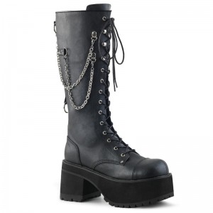 Demonia Ranger 303 Heel Platform Lace Up Naisten Korkeat Saappaat Mustat Suomi | FP5-67776R0