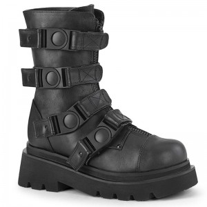 Demonia Renegade 55 Tiered Platform Strappy Calf High Naisten Nilkkurit Mustat Suomi | BP5-32283Y1