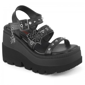 Demonia Shaker 13 Platform Ankle Strap Naisten Sandaalit Mustat Mustat Suomi | RP0-47554P8