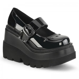 Demonia Shaker 23 Wedge Platform Buckle Strap Naisten Mary Janes Mustat Mustat Suomi | IG3-64936N2