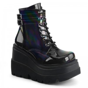 Demonia Shaker 52 Wedge Platform Lace Up Naisten Nilkkurit Mustat Sininen Suomi | DI1-79657I7