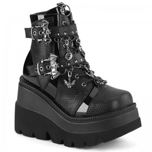 Demonia Shaker 66 Wedge Platform Lace Up Naisten Nilkkurit Mustat Suomi | XU3-81718I7