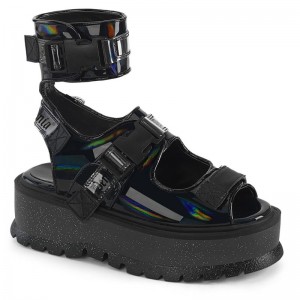 Demonia Slacker 15b Platform Ankle Cuff Naisten Sandaalit Mustat Suomi | KW4-61086H4