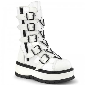 Demonia Slacker 160 Platform Lace Up Naisten Mid Saappaat Valkoinen Suomi | LT7-05390I9