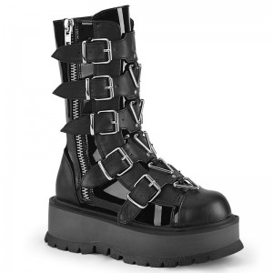 Demonia Slacker 160 Platform Lace Up Naisten Mid Saappaat Mustat Suomi | AX6-99499C7