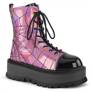 Demonia Slacker 88 Platform Lace Up Naisten Nilkkurit Pinkki Mustat Suomi | XX2-57155Q2