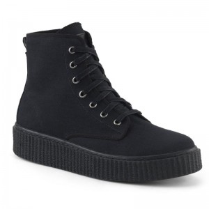 Demonia Sneeker 201 Platform Rubber High Top Round Toe Lace Up Creeper Naisten Tennarit Mustat Suomi | SD6-71897I3