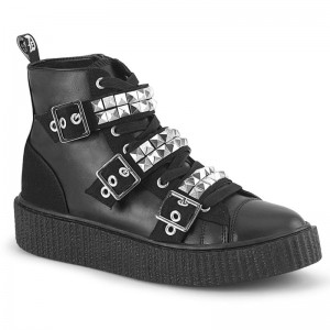 Demonia Sneeker 225 Platform Rubber High Top Round Toe Lace Up Creeper Miesten Tennarit Mustat Suomi | QT7-70347R7