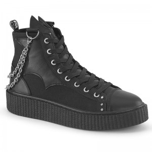 Demonia Sneeker 230 Platform Rubber High Top Round Toe Lace Up Creeper Naisten Tennarit Mustat Suomi | BZ2-75247S2