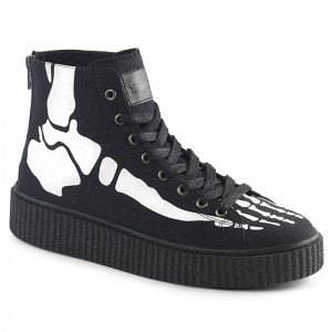 Demonia Sneeker 252 Platform Rubber High Top Round Toe Lace Up Creeper Naisten Tennarit Mustat Suomi | XC8-15211J6