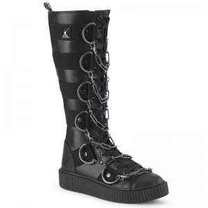 Demonia Sneeker 405 Platform Rubber Round Toe Lace Up Knee High Creeper Naisten Tennarit Mustat Suomi | ZT5-14661Q1