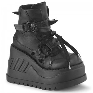 Demonia Stomp 60 Wedge Platform Lace Up Naisten Nilkkurit Mustat Suomi | EM3-17321U1