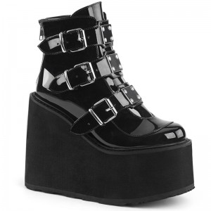 Demonia Swing 105 Wedge Platform Naisten Nilkkurit Mustat Mustat Suomi | MQ2-93069W3