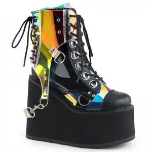 Demonia Swing 115 Wedge Platform Lace Up Naisten Nilkkurit Mustat Keltainen Suomi | YB7-68676X8