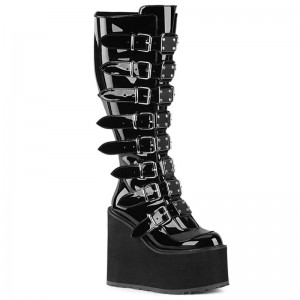 Demonia Swing 815wc Platform Wide Calf Naisten Korkeat Saappaat Mustat Mustat Suomi | GK3-47504B6