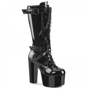 Demonia Torment 218 Heel Platform Lace Up Naisten Korkeat Saappaat Mustat Mustat Suomi | UV6-59475J4