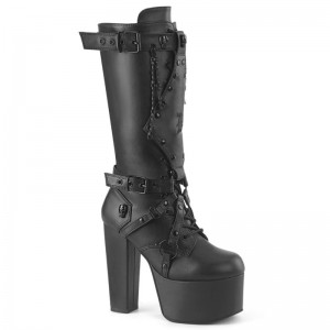 Demonia Torment 218 Heel Platform Lace Up Naisten Korkeat Saappaat Mustat Suomi | BH8-23502W9