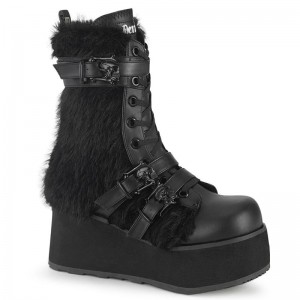 Demonia Trashville 218 Platform Lace Up Naisten Mid Saappaat Mustat Suomi | HQ7-02570W9