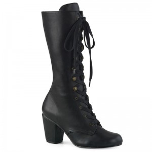 Demonia Vivika 205 Heel Round Toe Lace Up Naisten Mid Saappaat Mustat Suomi | RC4-44644G5