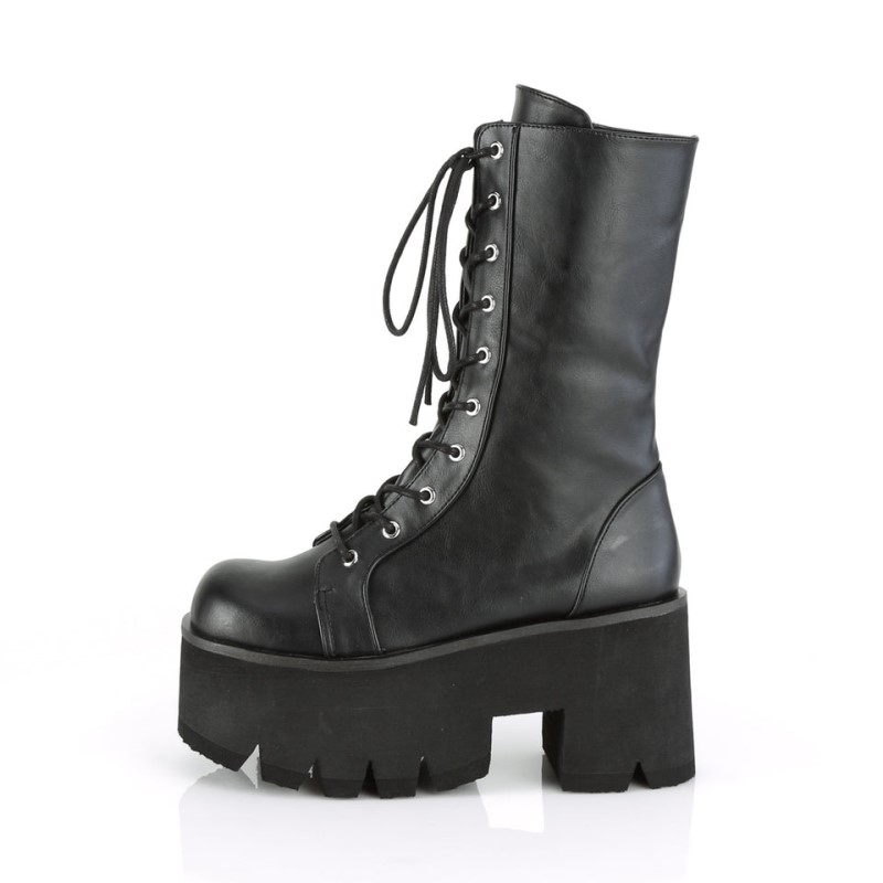 Demonia Ashes 105 Heel Platform Naisten Mid Saappaat Mustat Suomi | QK7-97119O7