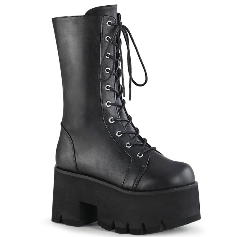 Demonia Ashes 105 Heel Platform Naisten Mid Saappaat Mustat Suomi | QK7-97119O7