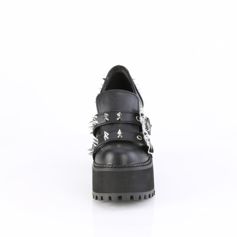 Demonia Assault 38 Heel Platform Naisten Loafers Mustat Suomi | AU0-29542W6